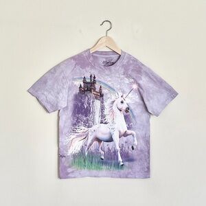 The Mountain Unicorn Castle Graphic Purple Tie Dye T Shirt Adult size Small